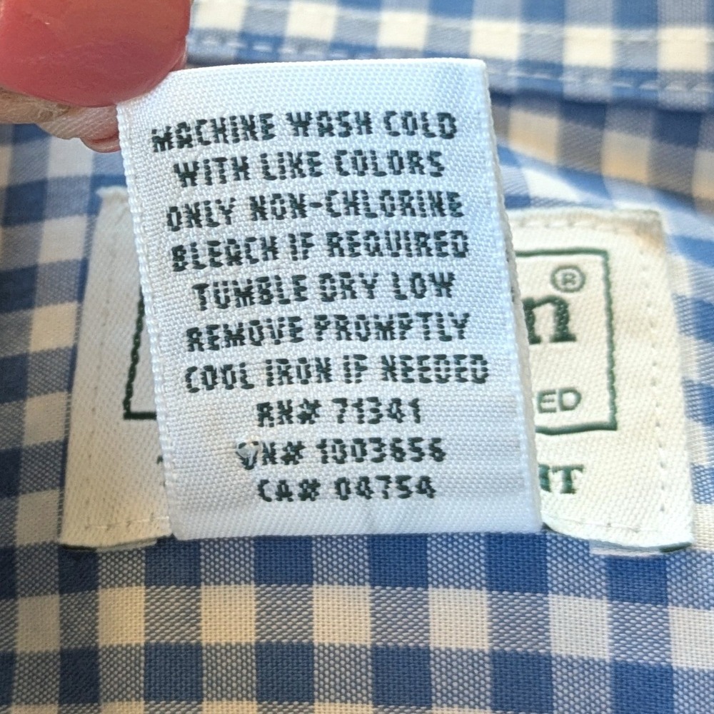 LL Bean Kennebunk Sport Shirt Mens Large Traditional Fit Blue Gingham Classic - Picture 6 of 7